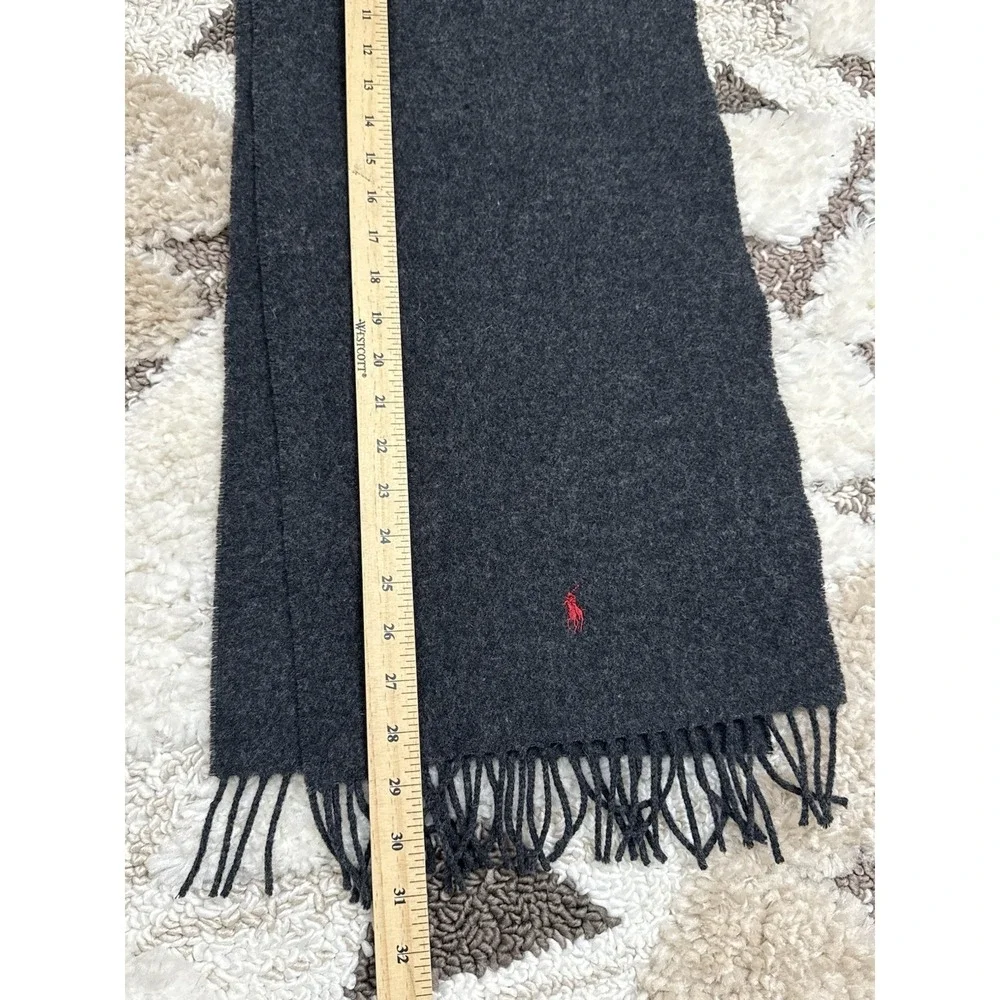 Polo Ralph Lauren 100% Lambswool Scarf Red Pony Embroidery Scotland Quiet Luxury